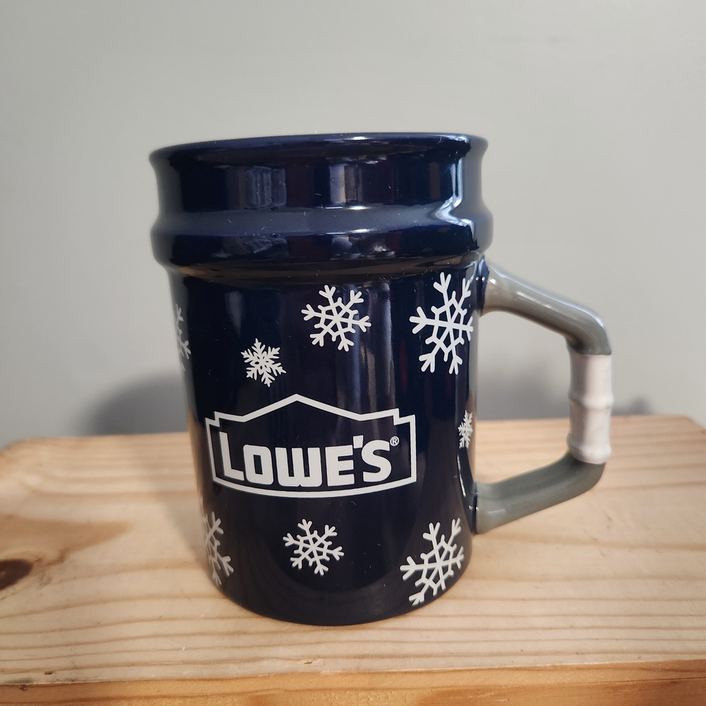Lowe's 2025 Blue Mini Bucket Snowflake Holiday Ceramic Mug